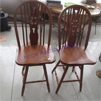 2 wood chairs- counter height