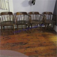 4 wood barrel chairs
