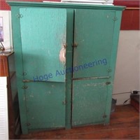 Primitive wood green cabinet