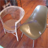 retro chair & 1 wicker chair