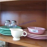 Green & pink Fiestaware plates