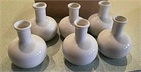 6pc Mini White Ceramic Vases