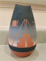 Terra Cotta Vase, Signed, About 9" Tall