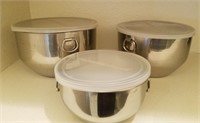 3pc Stainless Bowls W/ Lids