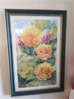Framed Floral Art, Signed