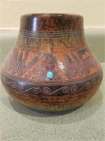 Brown Vase, Signed, 7 X 6"