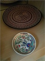 2pc Misc Decorative Plates Large About 10" Diam