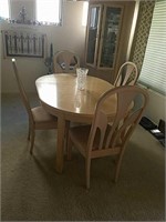 Dining Room Table, 4 Padded Chairs, Beige