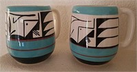 2pc Ceramic Mugs, Signed