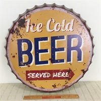 LARGE ICE COLD BEER METAL SIGN
