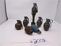 Lot of (7) Dummy Hand Grenades Various Styles,