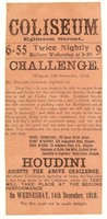 Houdini, Harry. Challenge from 1910