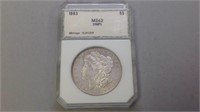 1883 slab Morgan silver dollar , PCI MS62