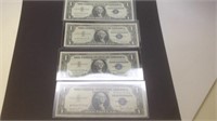 4 -$1 silver certificates , near mint, 1935&1957