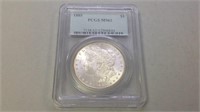 1885 slab Morgan silver dollar PCGSMS62