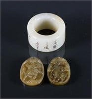 3 Pieces of Jade Carved Pendants