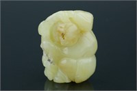 Chinese White Jade Carved Auspicious Child in Robe