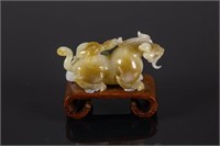Chinese Fine Jade Carved Chilong w/ Stand