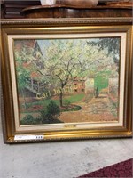 FRAMED BLOOMING PLUM TREES (CAMILLE PISSARO)