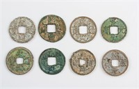 Eight Chinese and Vietnamese Bronze Tongbao Coins
