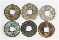 6 Assorted China Southern Song Dynasty Bronze Coin