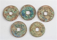 1101-25 Song Ming Zhenghe Bronze Coins 5 PC