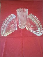 French Leaded Crystal Bookends & Vase