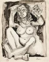 Pablo Picasso 1881-1973 Ink & Watercolour Nude