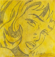 Roy Lichtenstein 1923-1997 US Pencil Pop Art Lady