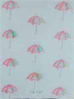 Attr Andy Warhol 1928-1987 Pastel Paper " Parasol"
