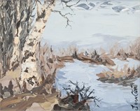 Jean Cote Canadian Landscape Scene Birch Trees