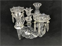 Triple Glass Candelabra with Vases