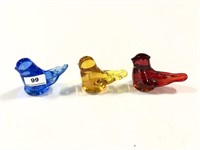 Three Titan Art Glass Colorful Birds