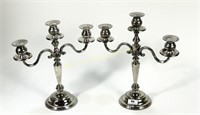 Pair of 14 Inch Silver Plated Triple Candelabra
