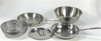 Lot of Assorted Stainless Skillet and Bowls