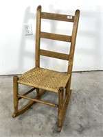 Small Ladder Back Rocker with Woven Seat