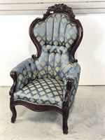 Carved Back Upholstered Parlor Chair