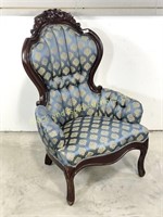 Carved Back Upholstered Parlor Chair
