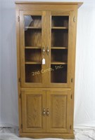 Premium 72" Oak Wood Hutch Display Cabinet