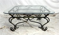 Vtg 30" Square Wrought Iron Nickle Coffee Table
