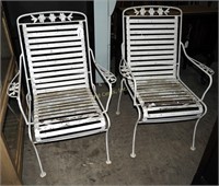 2 Wrought Ornamental Iron Vinyl Patio Chairs