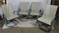 4 Green Steel Mesh Fabric Swivel Patio Chairs Lot