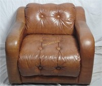 Mid Century Modern Faux Leather Stuffed Chair