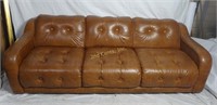 Midcentury Modern Faux Leather Stuffed Sofa Couch