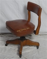 Vintage Faux Leather Secretary Desk Armless Chair