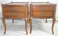 2 Vintage 24" Mid Century Leather Top End Tables