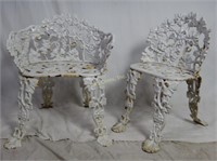2 Vintage Cast Iron Outdoor Chairs Lawn Furniture