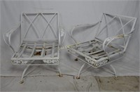 2 Vtg Wrought Spring Patio Rocking Chairs