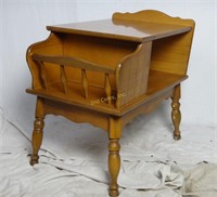 Early American Maple End Table W Magazine Rack