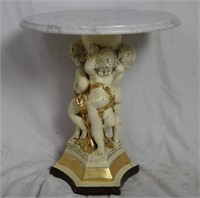 Vtg Louis Xiv Cherub Marble Top Table